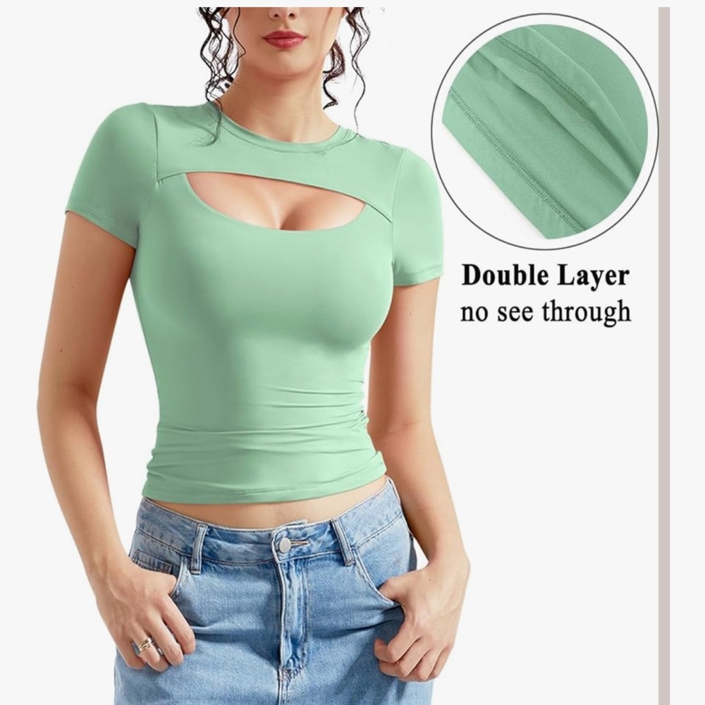 Mint Green Cutout Top